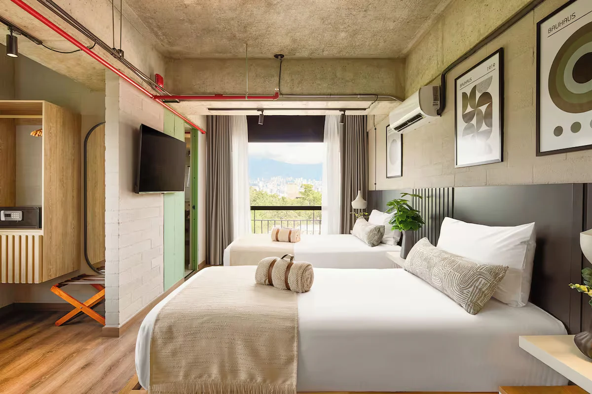 Hotel room with interior design by Hotel Branding House