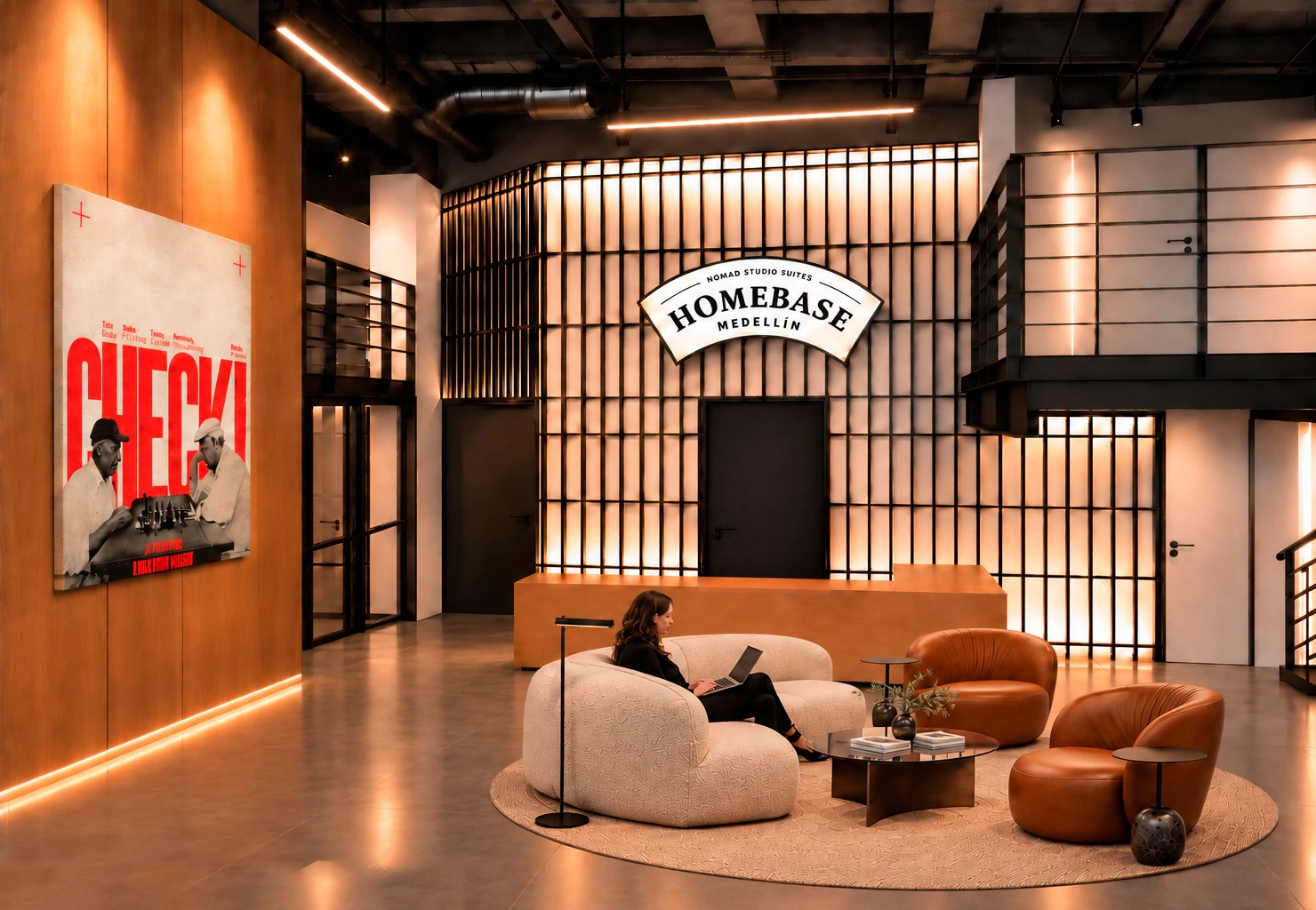 Render of a hotel lobby with interior design by Hotel Branding House